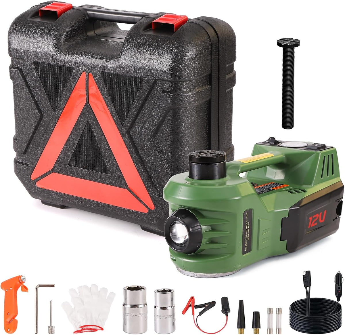 EFFIROSO Portable Electric Car Jack 5 Ton 12V Hydraulic Car Jack Set