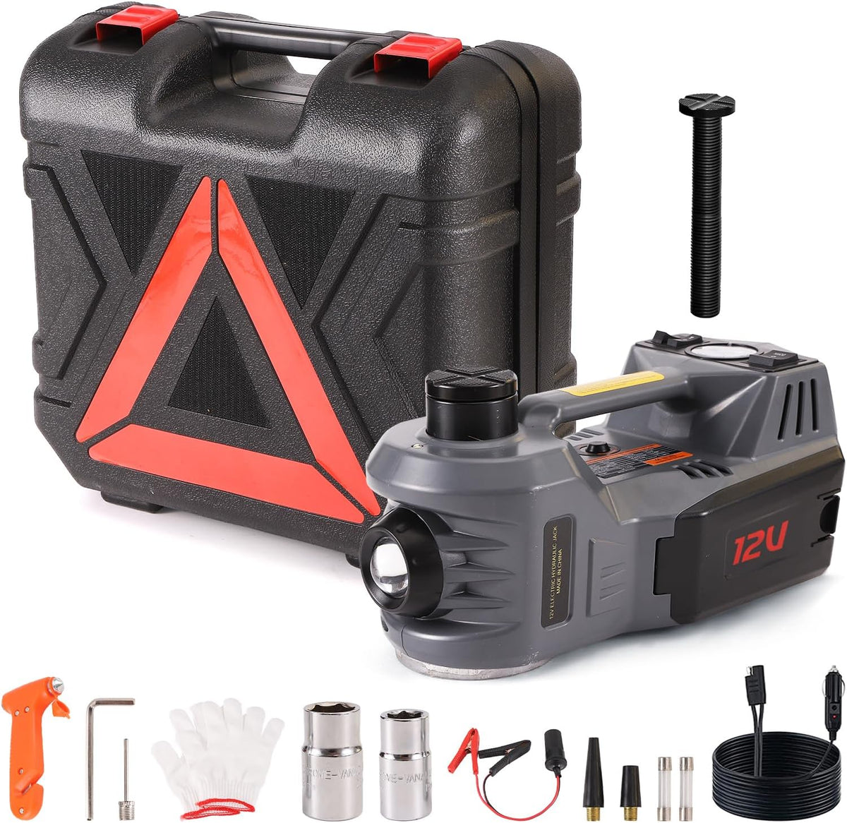 EFFIROSO Portable Electric Car Jack 5 Ton 12V Hydraulic Car Jack Set